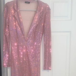 Pink glitter jumpsuit.